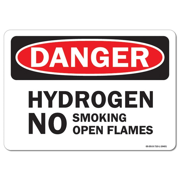 OSHA, Hydrogen No Smoking No Open Flames, 5in X 3.5in, 10PK, 3.5" W, 5" L, Landscape, PK10